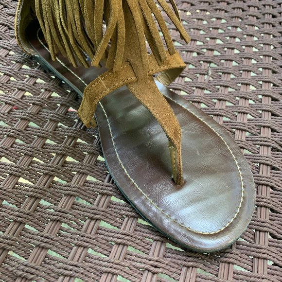 Minnetonka Boho Style Brown Suede Fringe Tassel Sandals Size 9 - Picture 11 of 11
